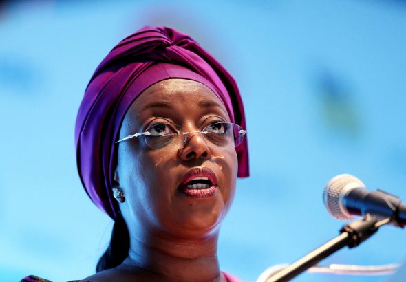 FILE PHOTO: Nigeria's Minister of Petroleum Diezani Alison-Madueke addresses delegates at the opening of the Nigeira Oil & Gas 2014 conference in Abuja